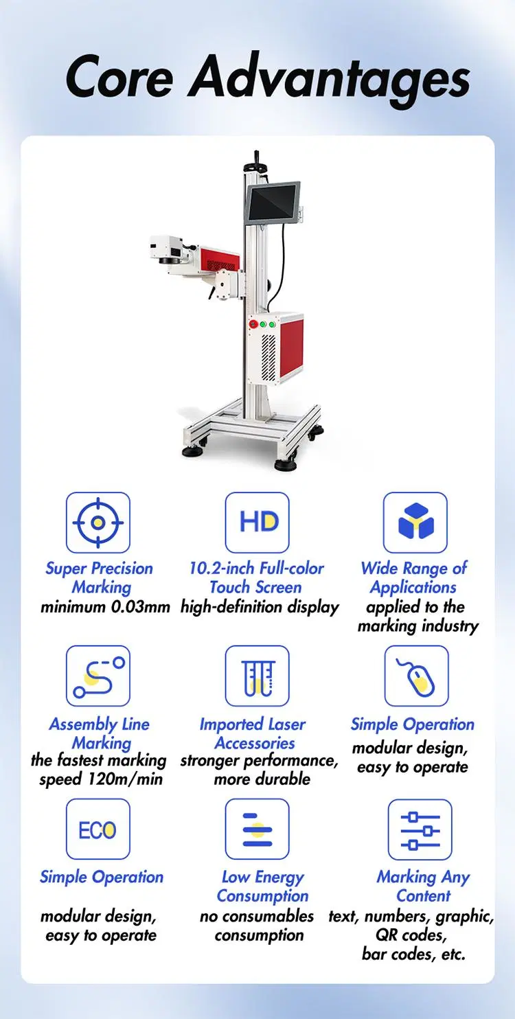 Production Line Flying CO2 Galvo Laser Marking Machine